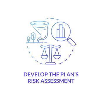 Develop plan risk assessment blue gradient concept icon