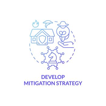 Develop mitigation strategy blue gradient concept icon