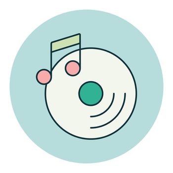 Disc and music note vector icon