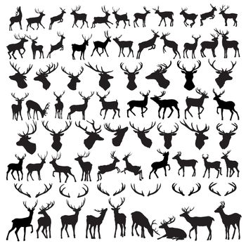 vector large collection of deer silhouettes