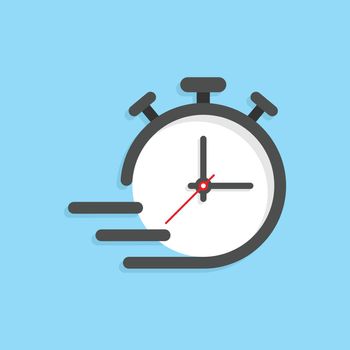 Clock icon in flat style. Time vector illustration on isolated background. Quick service time sign business concept.