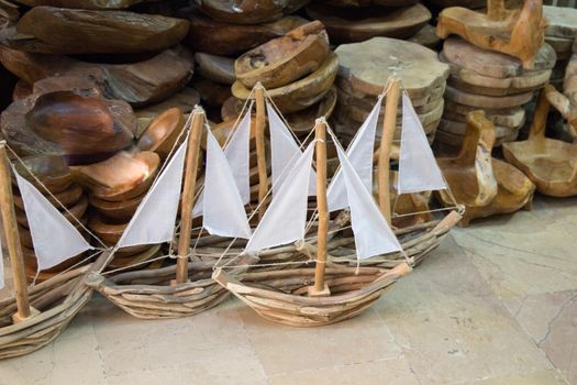 Hand made sail boats in view