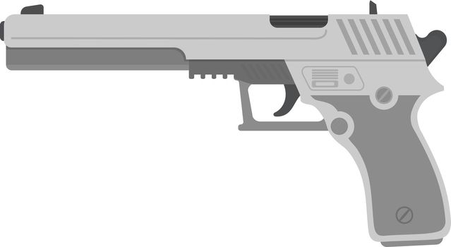 Gun isolated silhouette illustration pistol white weapon icon. Man hand rifle background design black handgun