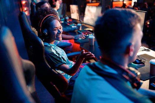 Young gamers participate in online tournament in game club