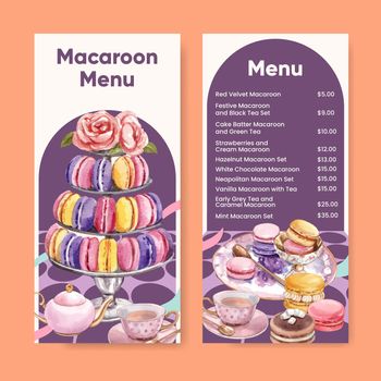 Flyer template with macaron sweet concept,watercolor style