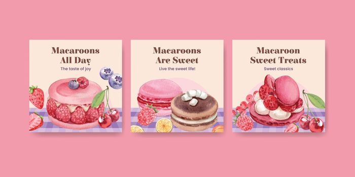 Banner template with macaron sweet concept,watercolor style