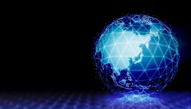 Digital earth web banner  ( global network, technology motif ) | text sapce