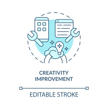 Creativity improvement turquoise concept icon