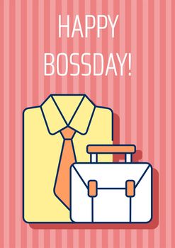 Happy boss day occasion greeting card with color icon element