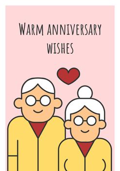 Warm anniversary wishes greeting card with color icon element