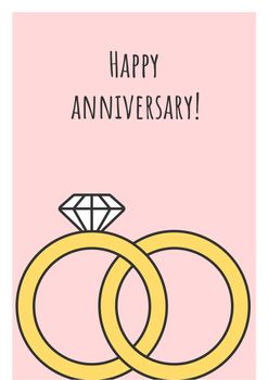 Happy marriage anniversary greeting card with color icon element