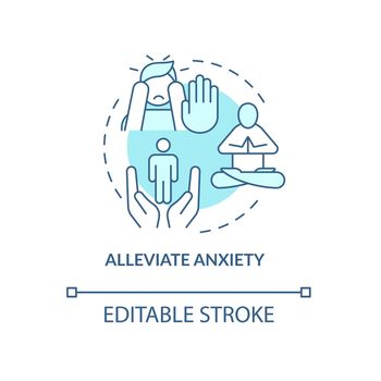 Alleviate anxiety turquoise concept icon