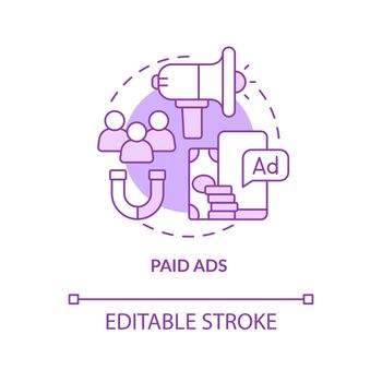 Paid ads purple concept icon