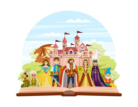 Fairy Tale Characters Cartoon And Colored Composition