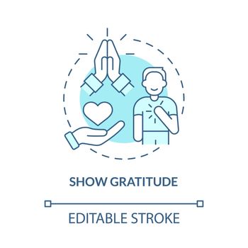 Show gratitude turquoise concept icon