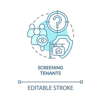 Screening tenants turquoise concept icon