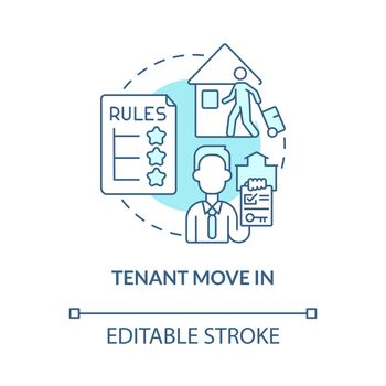 Tenant move in turquoise concept icon