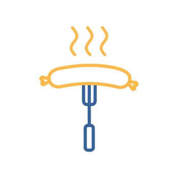Sausage fork vector icon. Fast food sign
