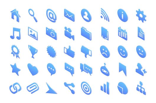 Isometric icons, isolated 3d vector signs set