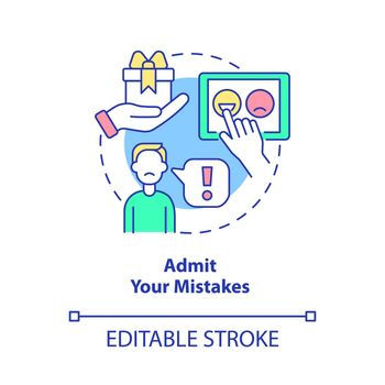 Admit your mistakes concept icon
