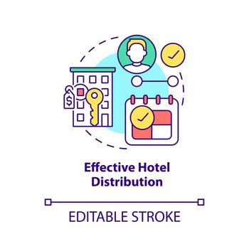 Effective hotel distribution concept icon