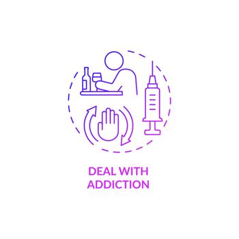 Deal with addiction purple gradient concept icon