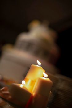 ceremonial votive candles in church for wedding