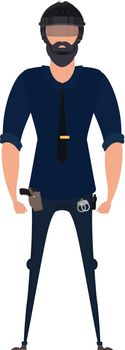 Police officer vector. Policeman profession, cop guard character or security man flat icon isolated on white background.