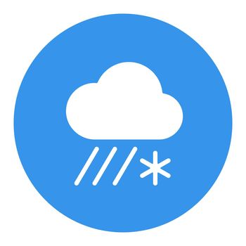Raincloud with snow glyph icon. Weather sign
