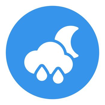 Raincloud with raindrops moon vector glyph icon