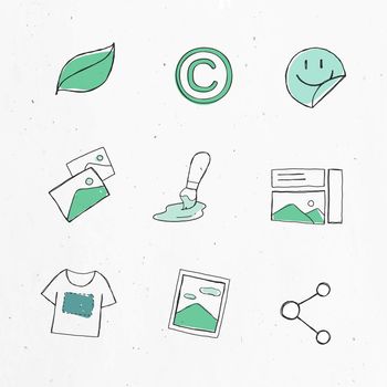 Green marketing icon sticker vector set