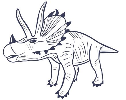 Sketch dinosaur triceratops vector illustration.