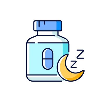 Pills for insomnia RGB color icon