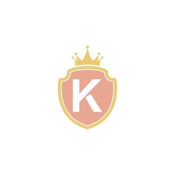 Letter K with shield icon logo design illustration