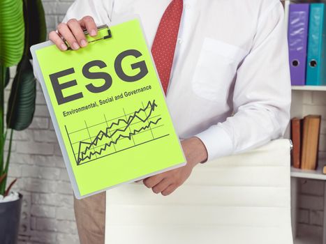 Manager shows Environmental, Social and Governance ESG Investing report.