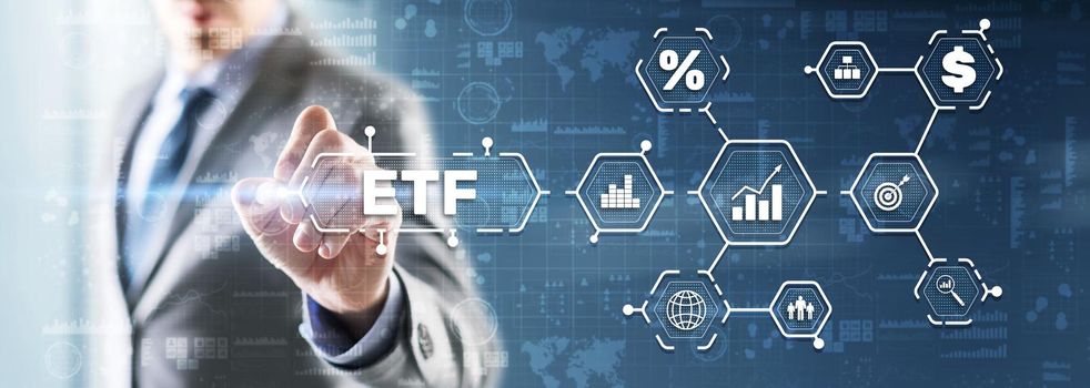 Exchange Traded Fund. Investor concept. ETF. Stock market index fund