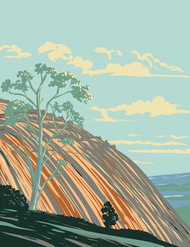 Bald Rock National Park North of Tenterfield on the Queensland Border in New South Wales Australia WPA Poster Art