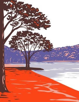 Mousetail Landing State Park on the Eastern Bank of Tennessee River Perry County Linden Tennessee USA WPA Poster Art