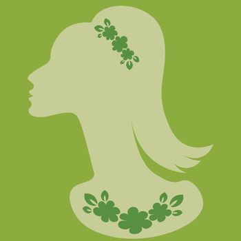 an elegant female head in profile with jewelry - a banner for advertising jewelry or a postcard. Design element