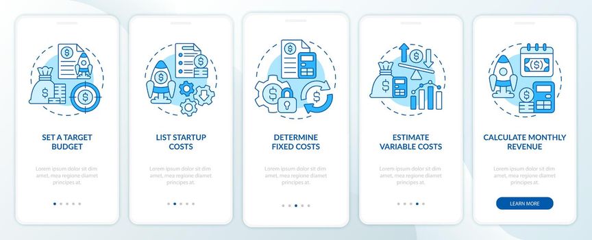 Startup budgeting blue onboarding mobile app screen