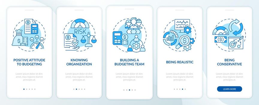 Budgeting blue onboarding mobile app screen