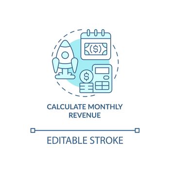 Calculate monthly revenue turquoise concept icon