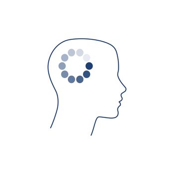 Silhouette of a human head and loading a thought process. Loading head. Stock vector illustration isolated on white background