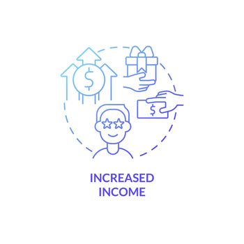 Increased income blue gradient concept icon