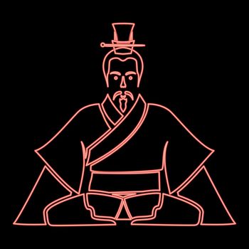Neon emperor of china black red color vector illustration image flat style