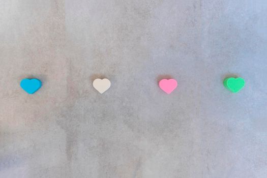 Hearts, cement background. 4 hearts 