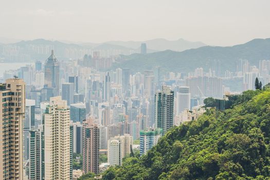 Hong Kong skyline. View from Victoria Peak