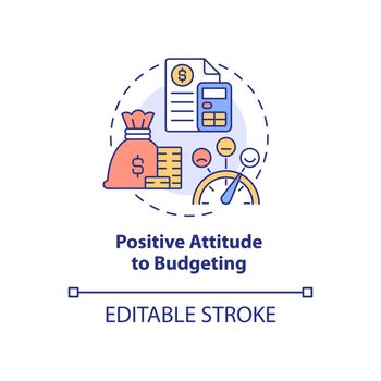 Positive attitude to budgeting concept icon