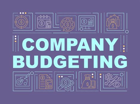 Corporate budgeting word concepts purple banner