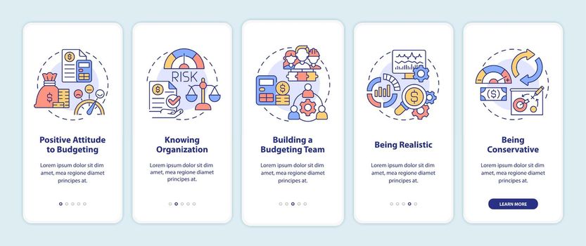Budgeting onboarding mobile app screen